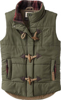 Women's Quilted Toggle Puffer Vest - Suede Trim & Lined Collar