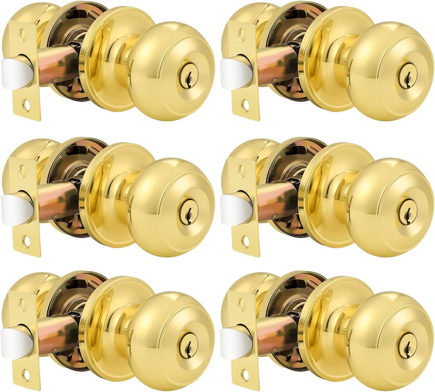 Probrico Entrance Door Knobs Keyed Alike Lockset Pack of 6