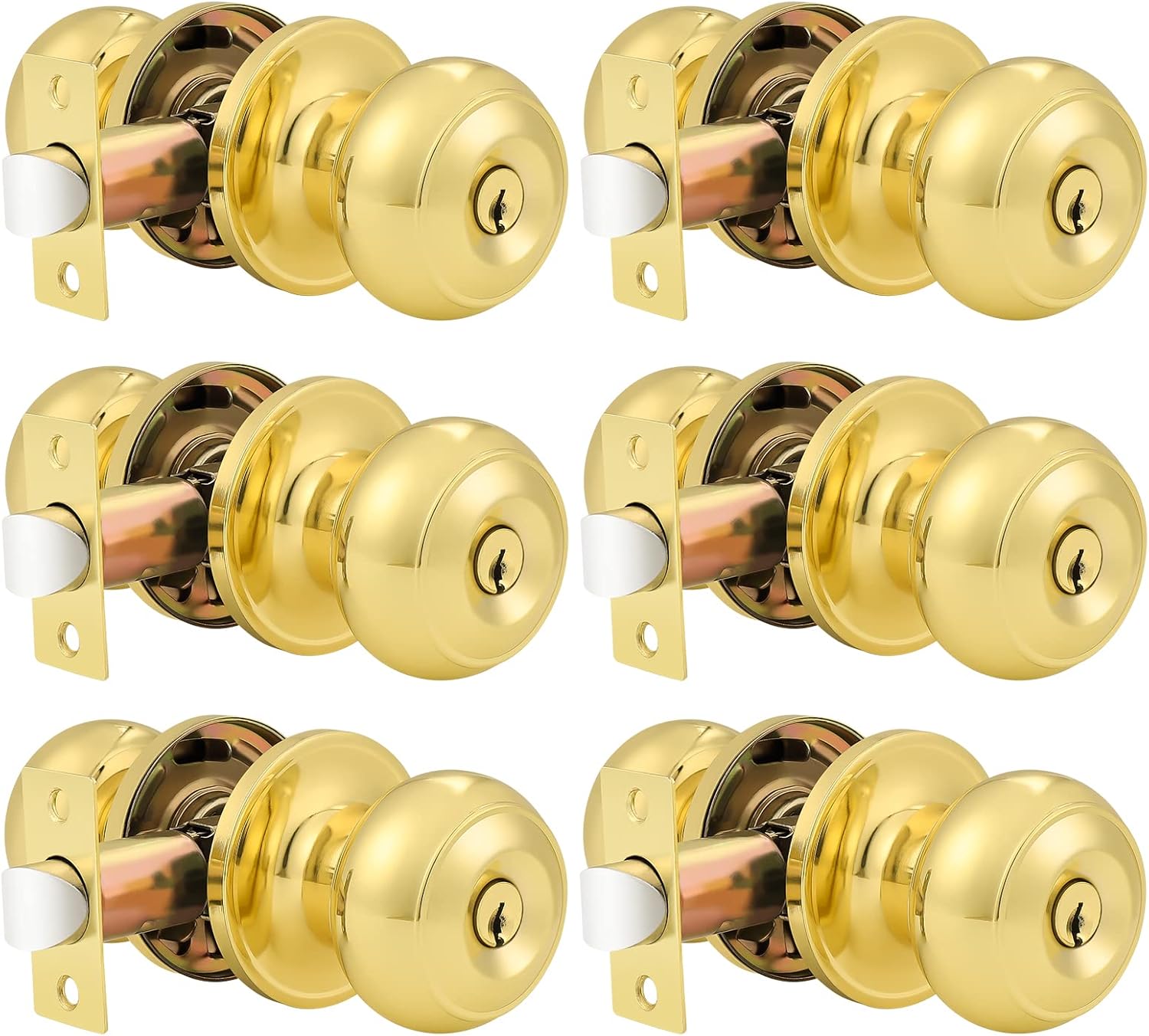 Probrico Entrance Door Knobs Keyed Alike Lockset Pack of 6