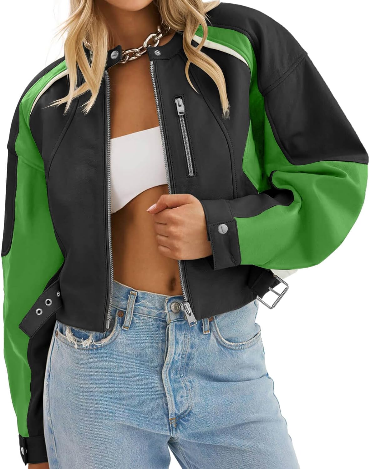 Stylish Womens Faux Leather Bomber Jackets for Casual Fall Wear
