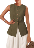KIRUNDO Blazer Vest for Women Trendy Sleeveless Work Waistcoat