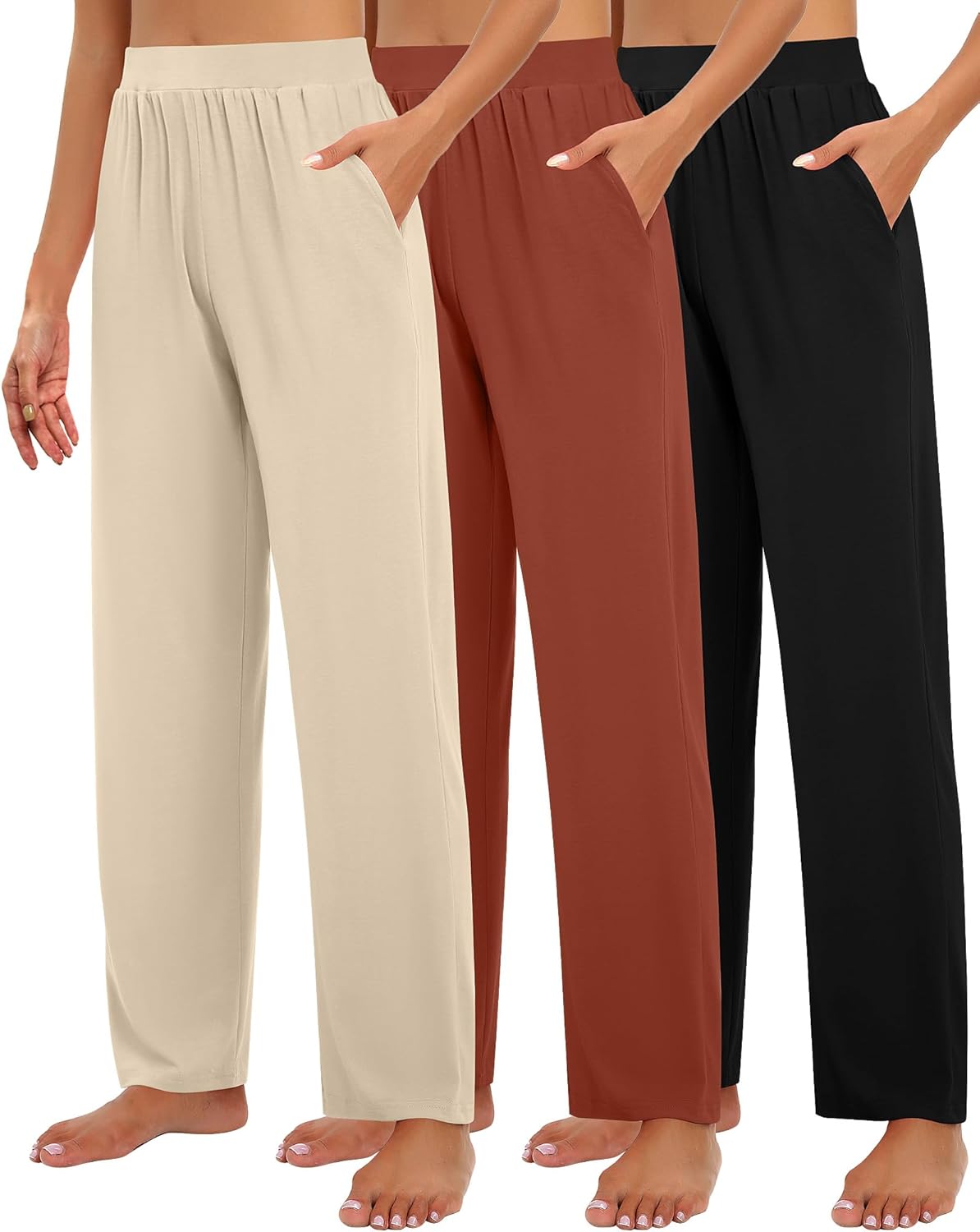 Huukeay Women's Lounge Pants: Cozy Wide Leg Slacks with Pockets