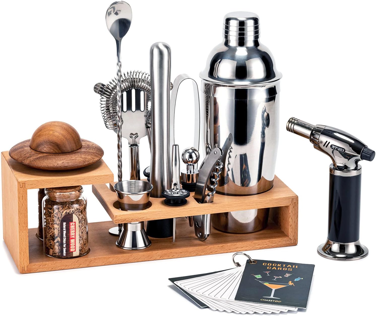 Pristine Smoke: 19-Piece Bartender Kit with Torch