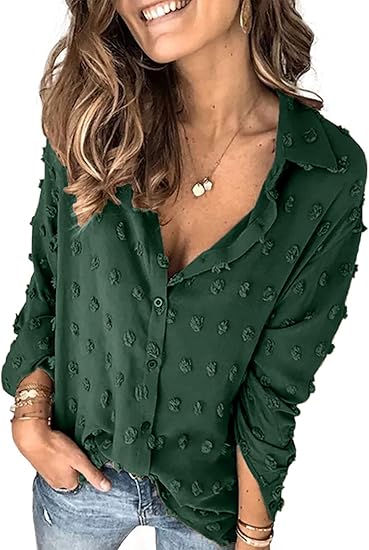 Astylish Women Pompom Button Down Shirt Casual Blouse Top Review