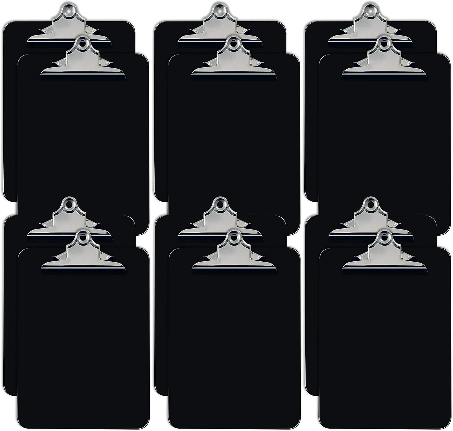 Durable Black Plastic Clipboards Set of 12 for Office Use