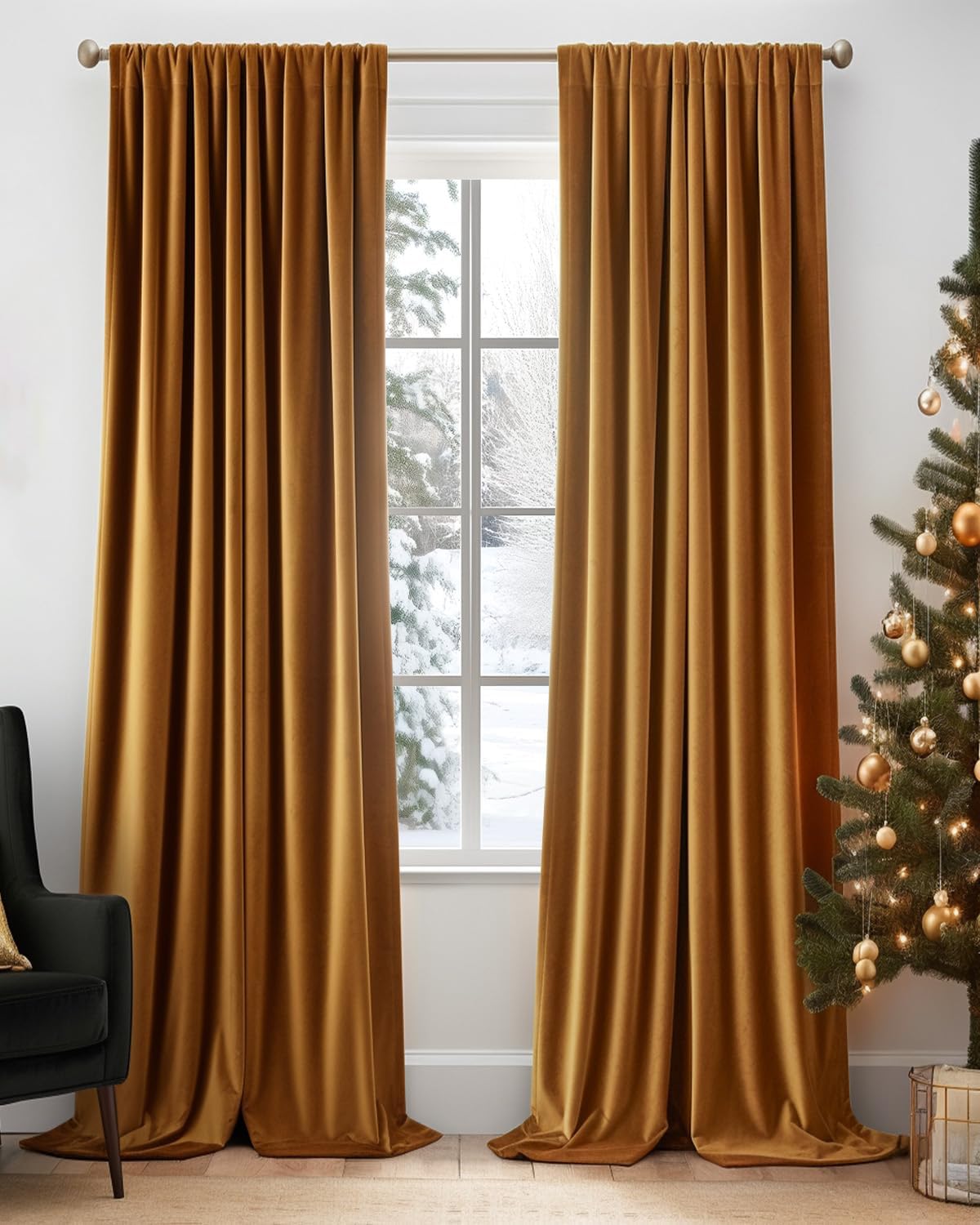 Luxury Gold Blackout Curtains - 90 Long
