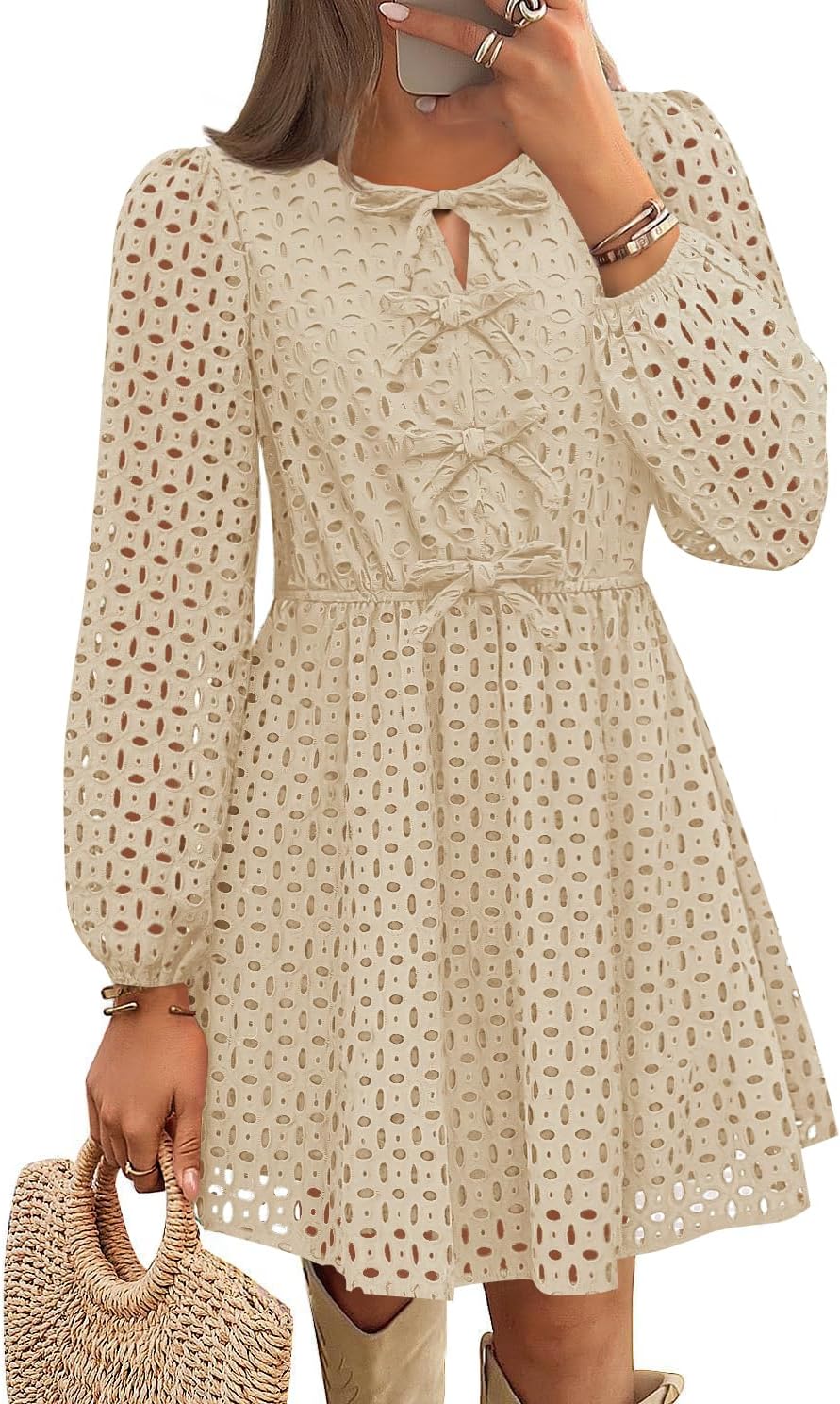 ZESICA Women's Long Sleeve Mini Dress for Fall Fashion