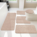 Khaki 5-Piece Cobblestone Memory Foam Bath Rug Set - Thick Non Slip