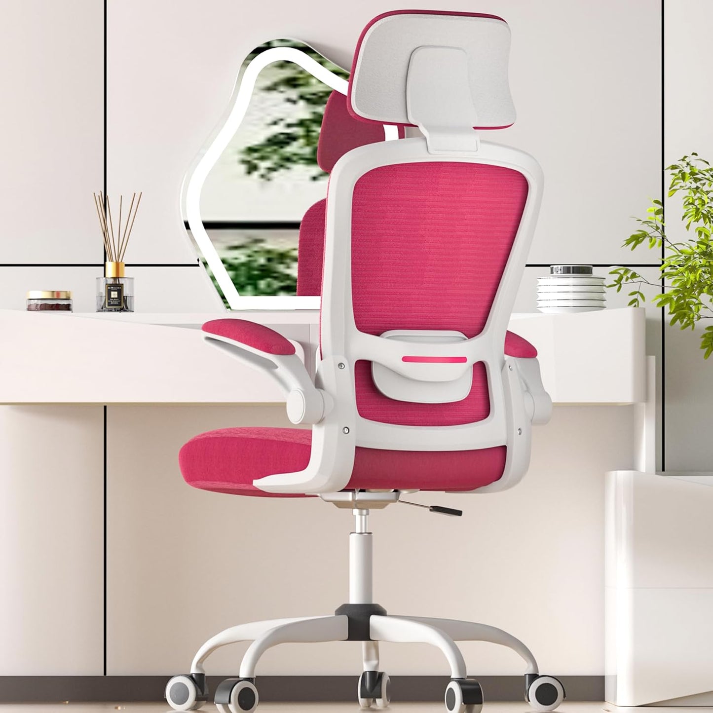 Mimoglad Ergonomic Office Chair with Adjustable Support in Pink