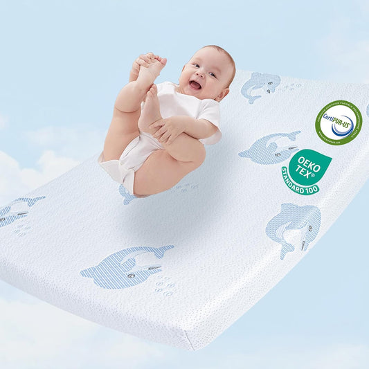 Pack and Play Mattress with Dual Memory Foam for Toddlers