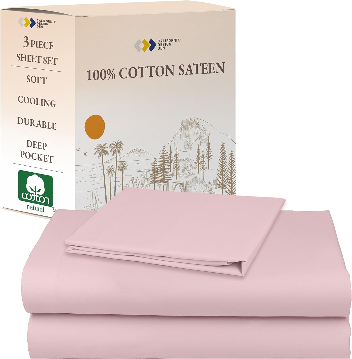 Twin Sheet Set - Natural 100% Cotton Bedding for Comfort