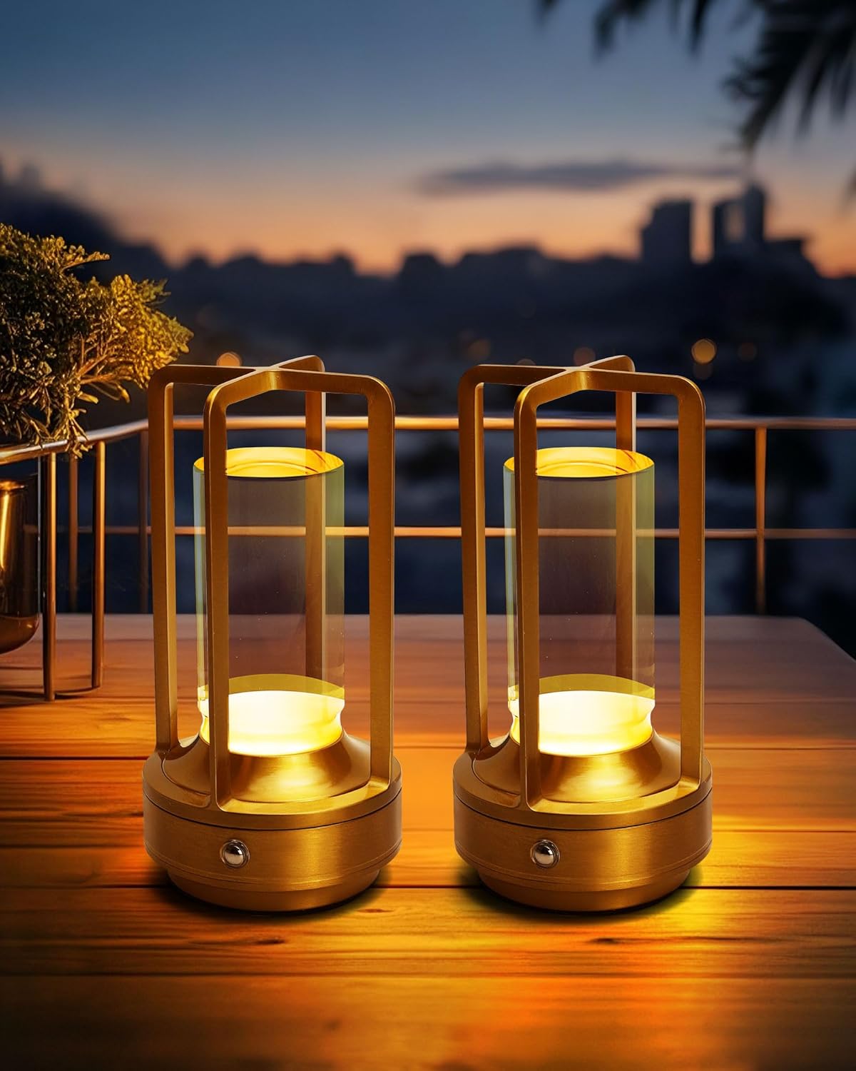 Set of 2 Cordless Table Lamps for Stylish Indoor and Outdoor Use