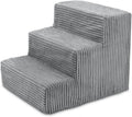 Dog Stairs for Small Dogs and Cats - 3-Step Gray Foam Steps
