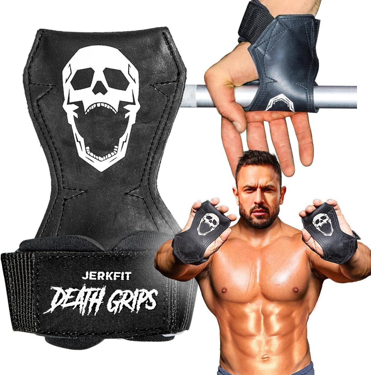 JerkFit Death Grips Premium Lifting Straps for Weightlifting