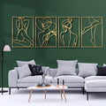 Glamativity Gold Wall Art 4 Pack Large Minimalist Line Art - Elegant