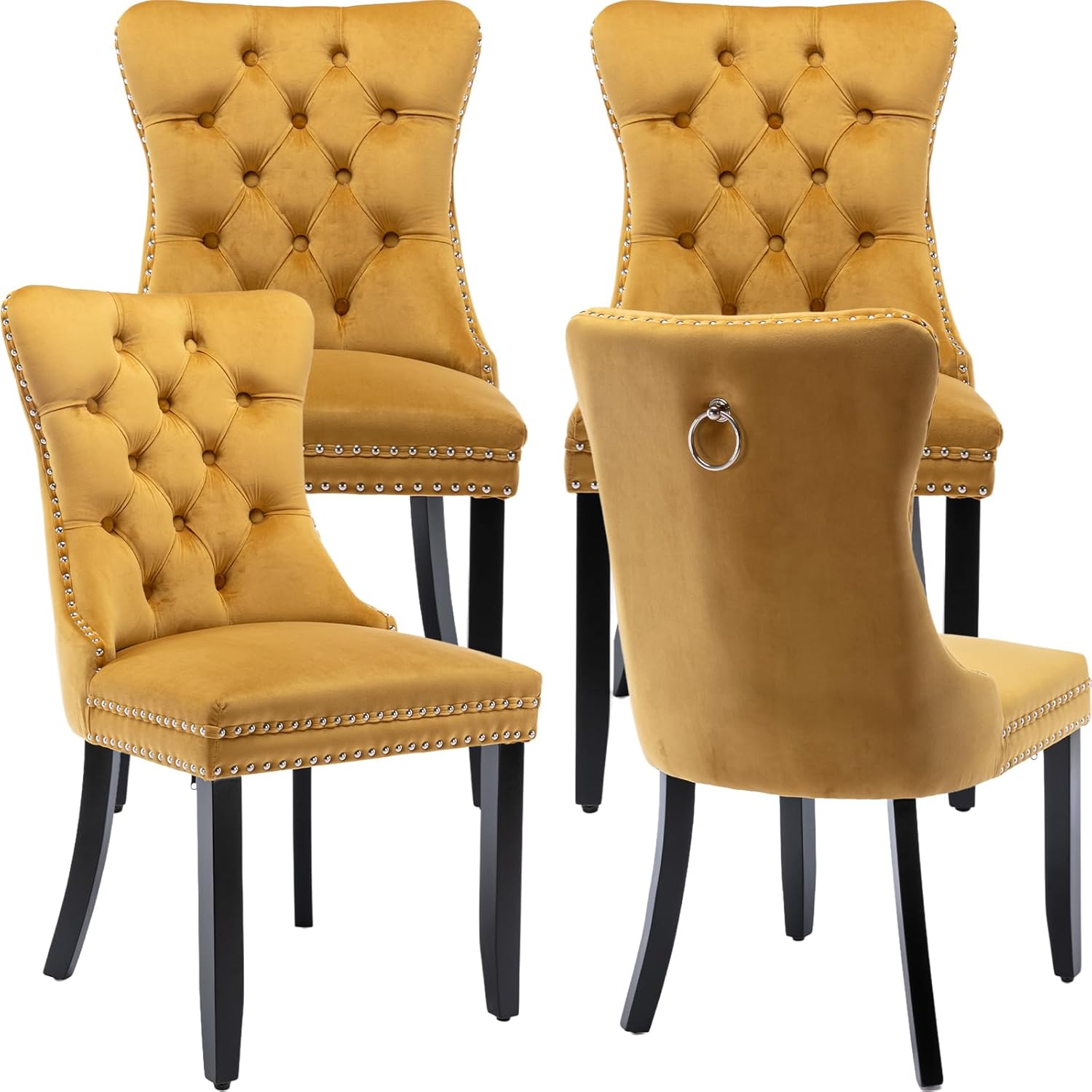 Gold Velvet Kitchen Chairs Set of 4 for Stylish Dining Rooms