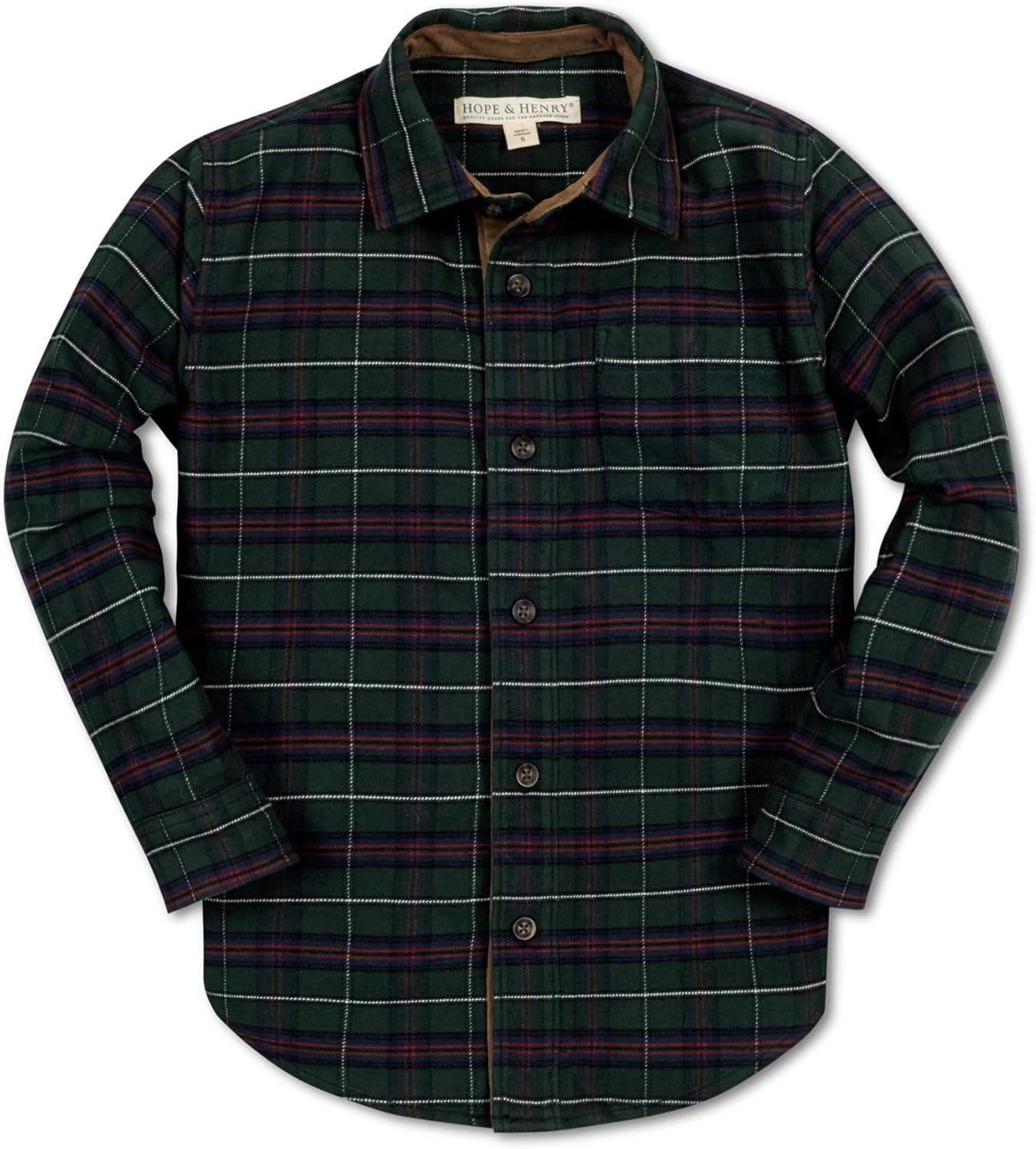 Hope & Henry Boys' Long Sleeve Brushed Cotton Flannel Shirt