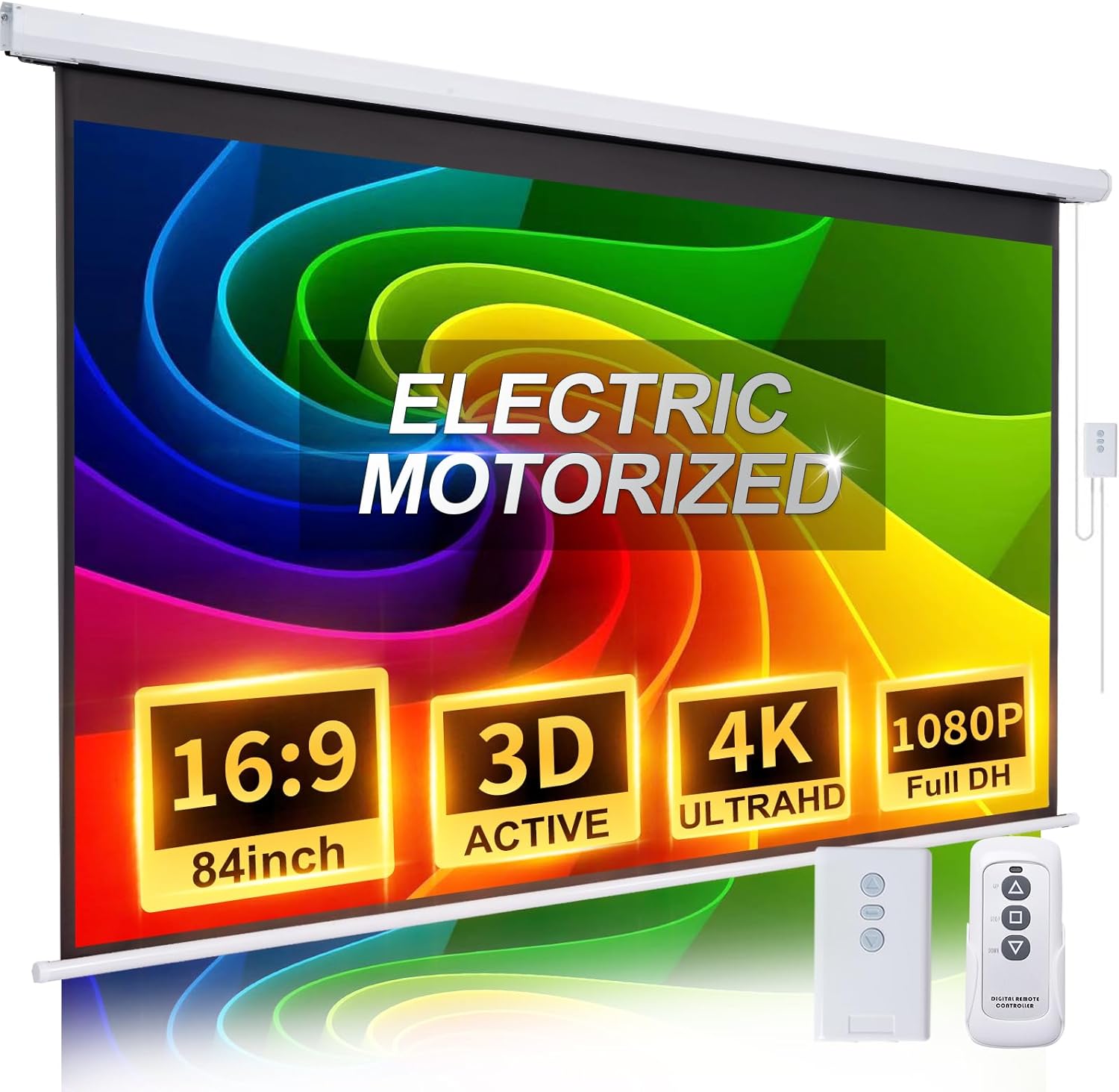 Motorized 84 Inch Projector Screen for Indoor and Outdoor Use