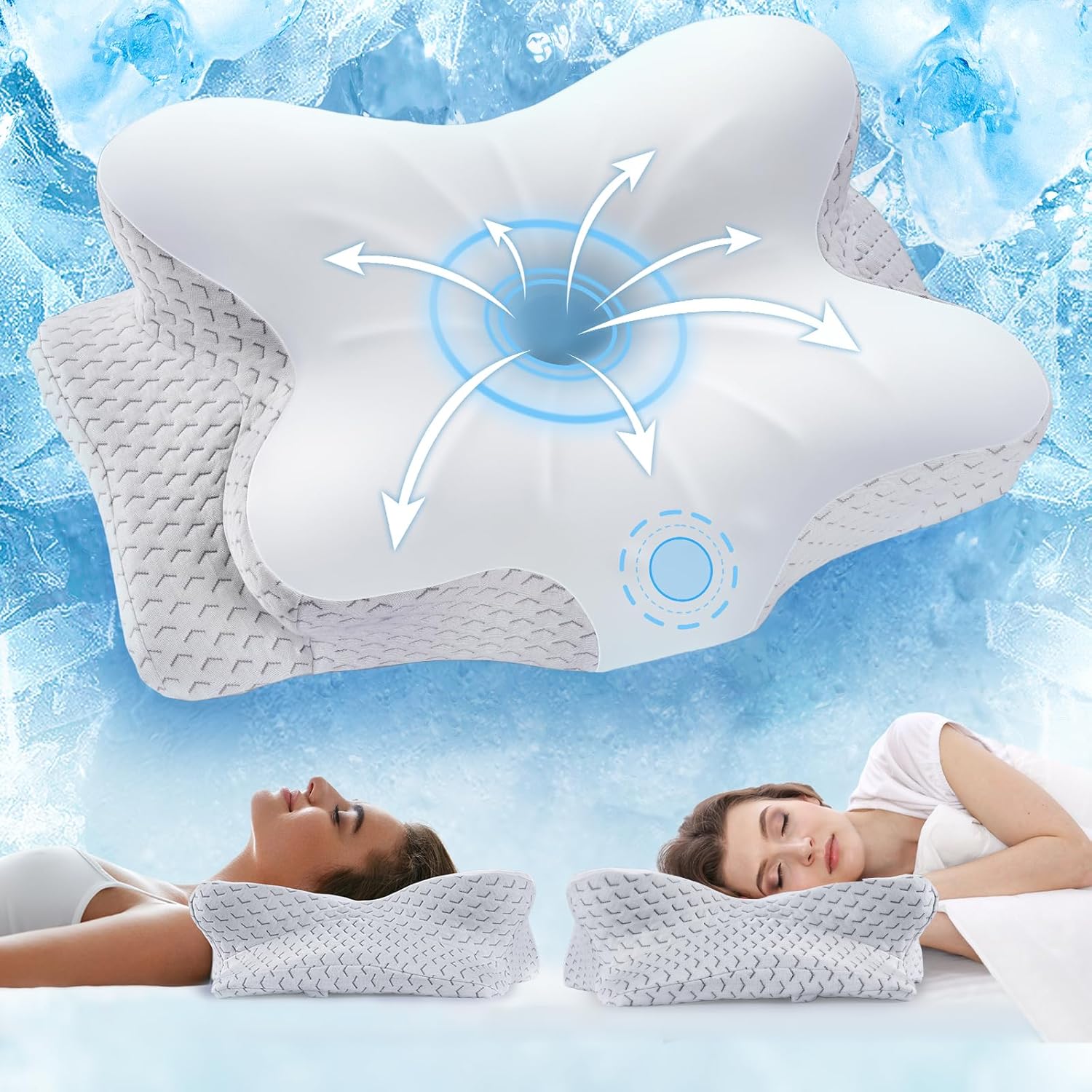 Cervical Neck Pillow for Pain Relief with Cooling Pillowcase