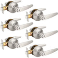Privacy Door Lever Lockset 6 Pack - Satin Nickel Keyless Leverset