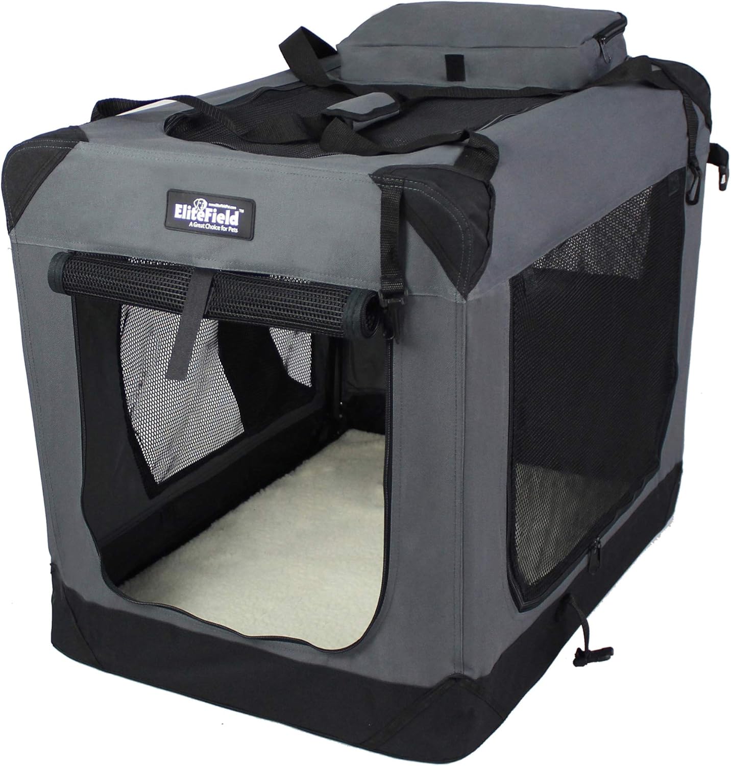 EliteField 3-Door Folding Soft Dog Crate for Indoor & Outdoor Use