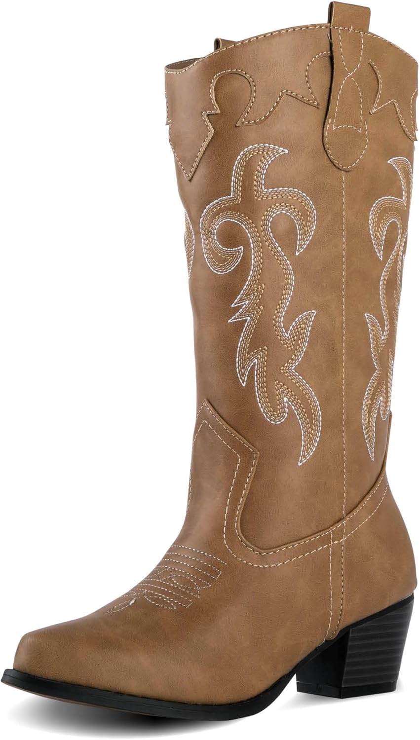 Classic Western Women's Rodeo Boots - Stylish Mid-Calf Booties