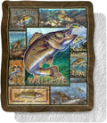 JQ Licensing Walleye Fishing Sherpa Throw Blanket - Super Soft Comfort