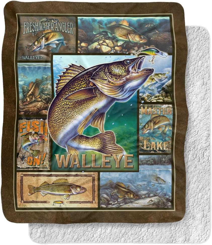 Super Soft Walleye Fishing Throw Blanket