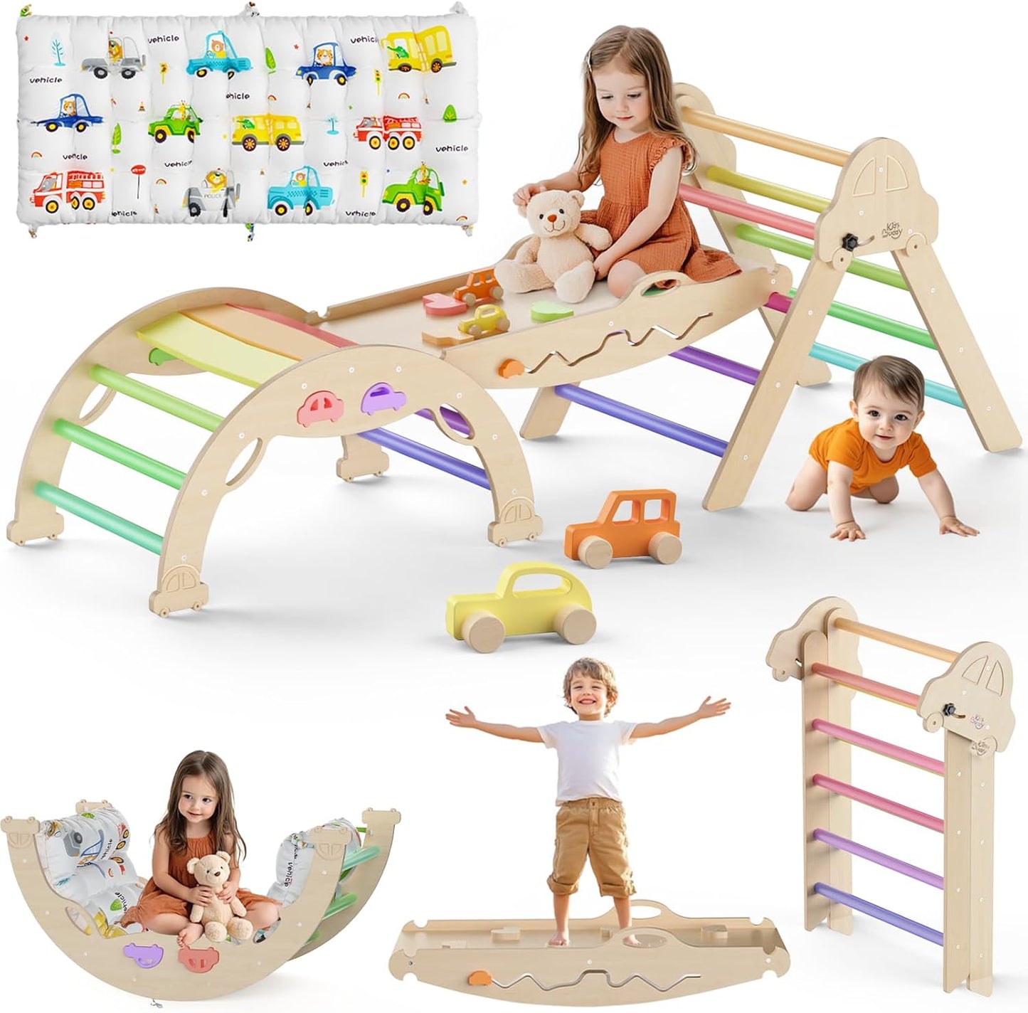 Foldable Pikler Triangle Set - 9-in-1 Kids Climbing & Play Bundle | KidsBuddy