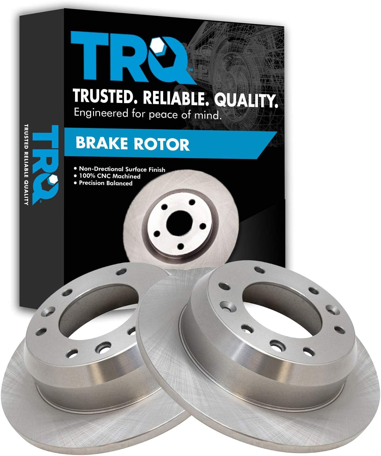 TRQ Rear Brake Rotors Set Solid for Hyundai Entourage & Kia Sedona