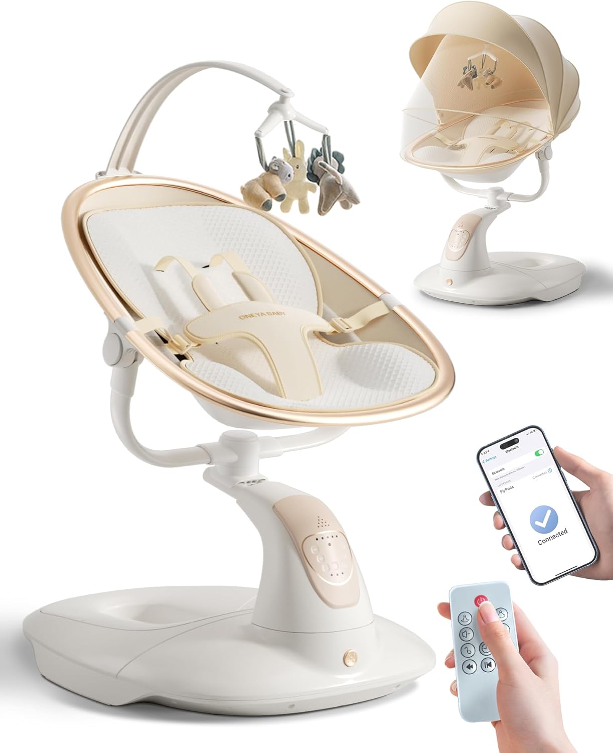 Electric Baby Swing for Infants with 5 Speeds & 12 Lullabies