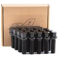 40mm Shank M14x1.5 Lug Bolts 20pc Ball Seat - Extended Black