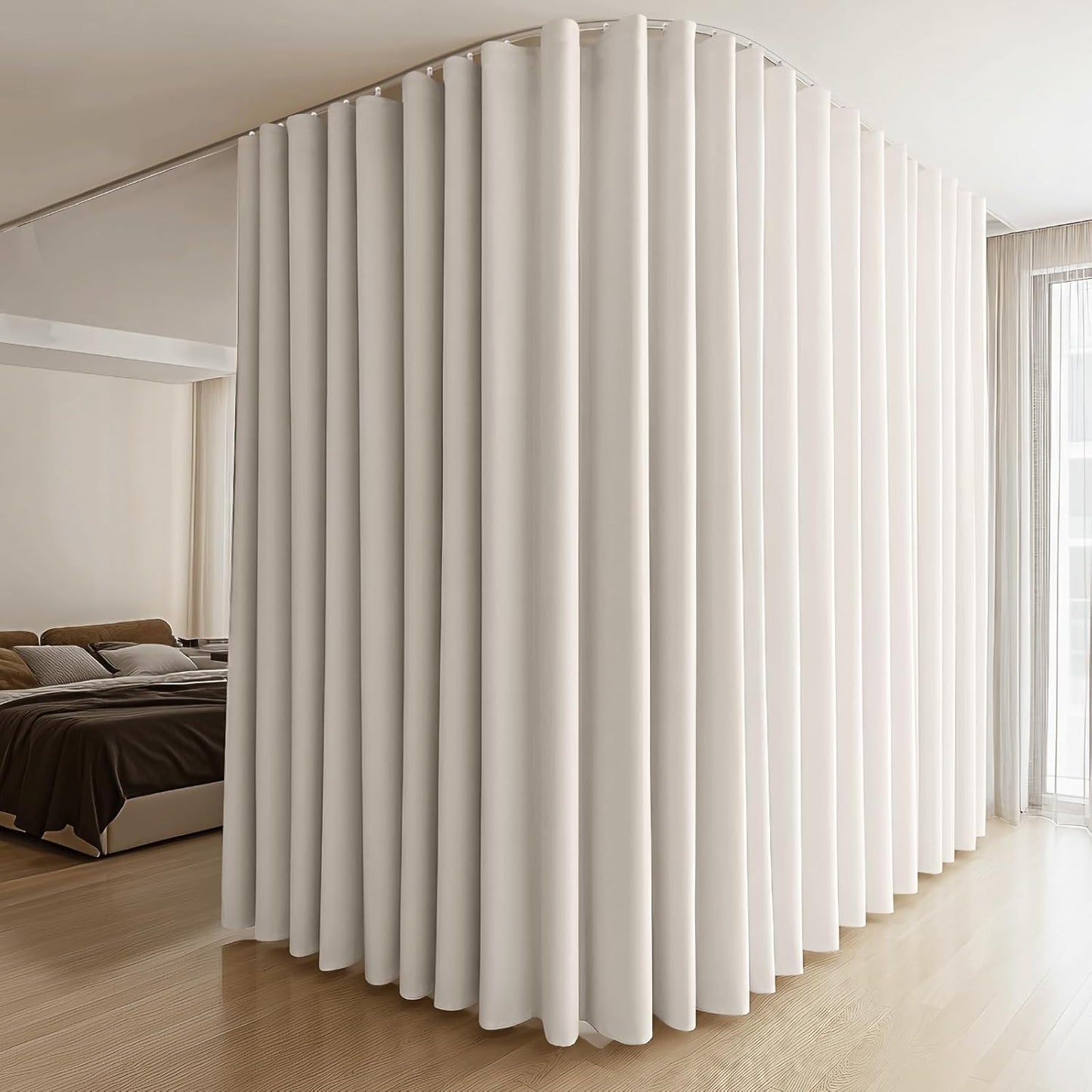 Room Divider Curtains & Flexible Tracks Set for Privacy Needs