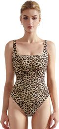 Women Sexy Square Neck Thong Bodysuit Backless Sleeveless - Soft