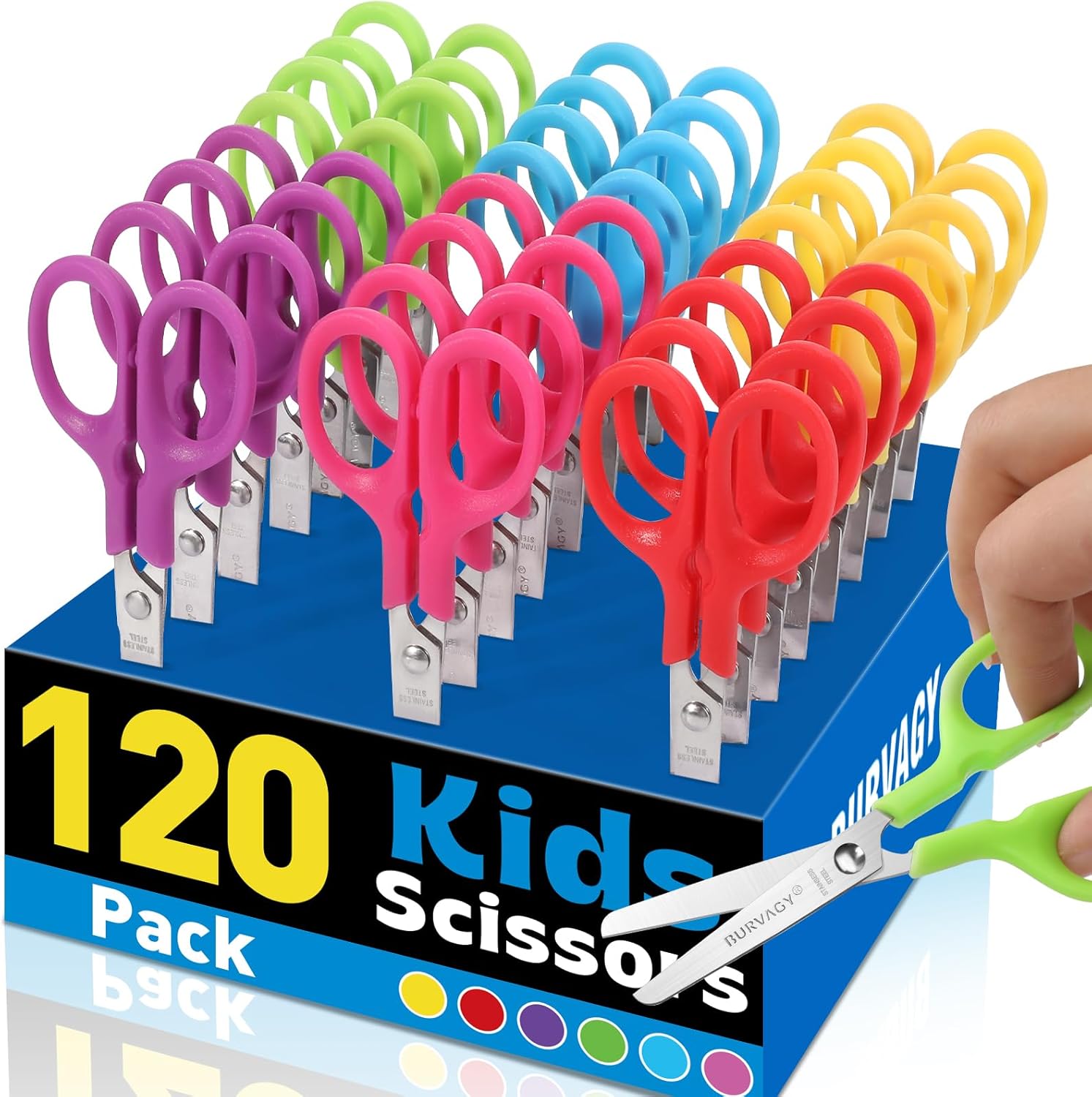 120 Pack 5Inch Small School Student Blunt Craft Scissors