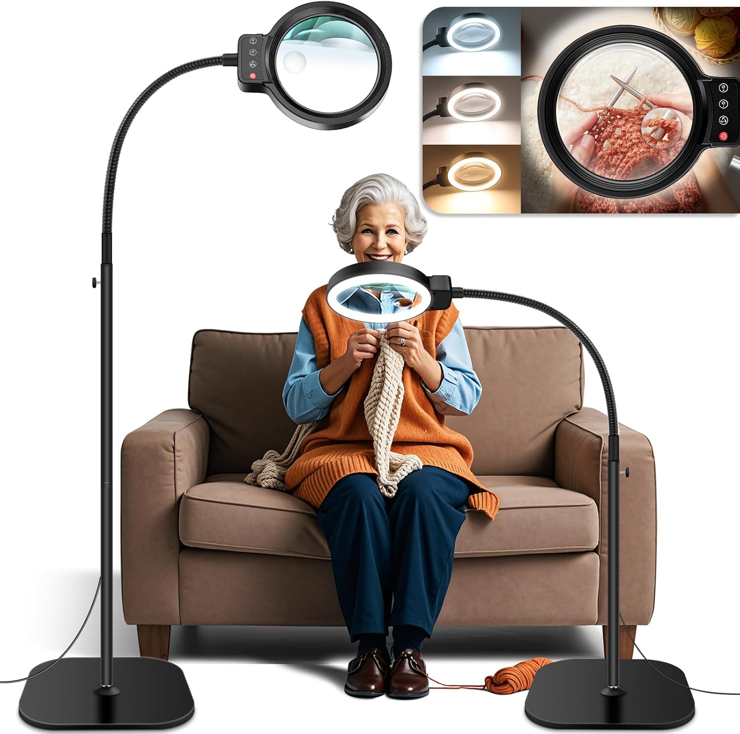 30X 10X Large Floor Magnifying Glass with Light for Crafts