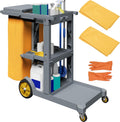 Janitorial Cart Cleaning Carts on Wheels - Durable 3-Shelf