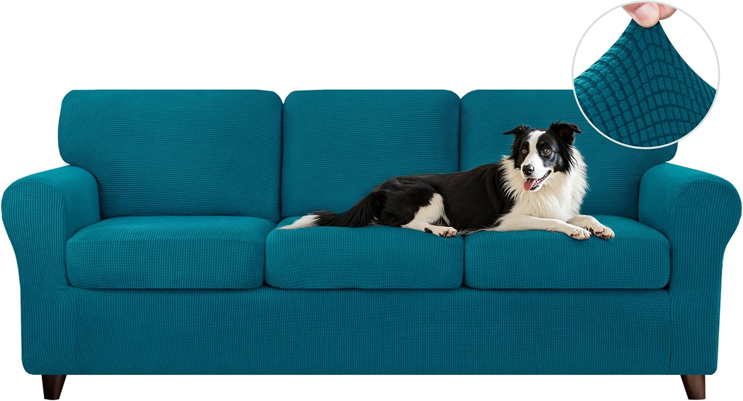 CHUN YI 7 Piece Couch Covers for Large Sofas in Teal Color