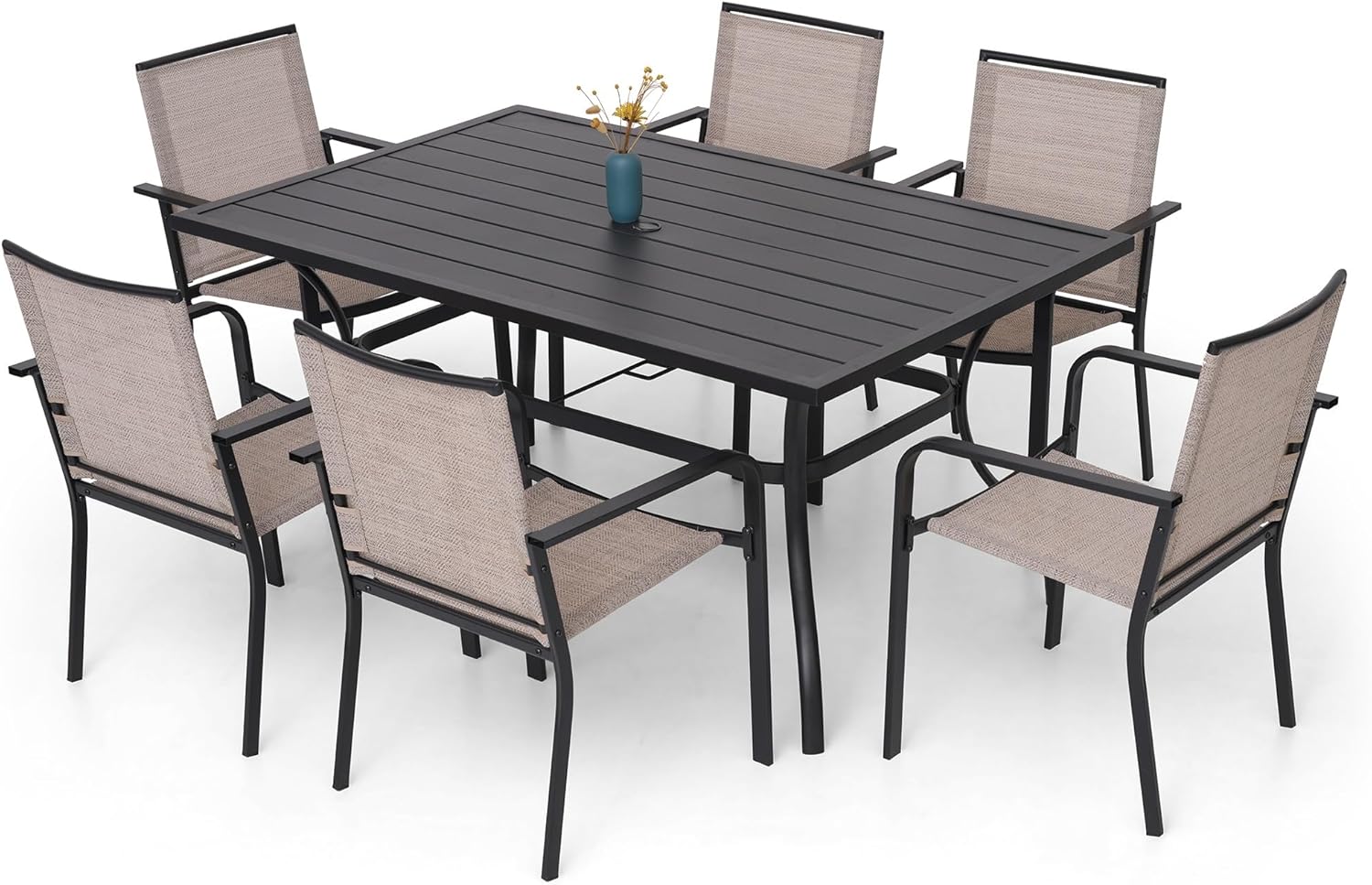 7-Piece Outdoor Dining Set with Stackable Chairs and Table