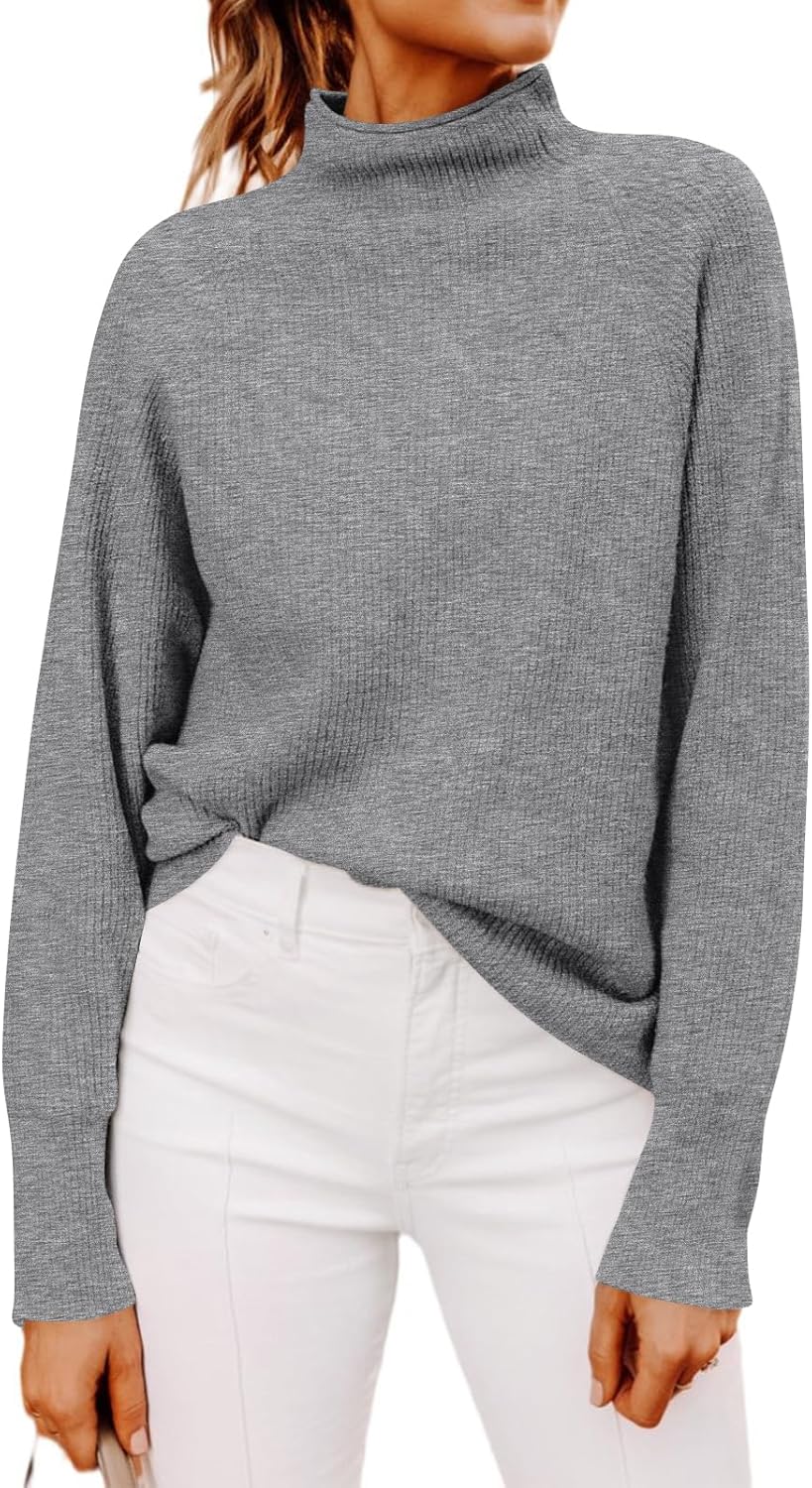 Yousify Womens Ribbed Mock Neck Batwing Sleeve Sweater Review