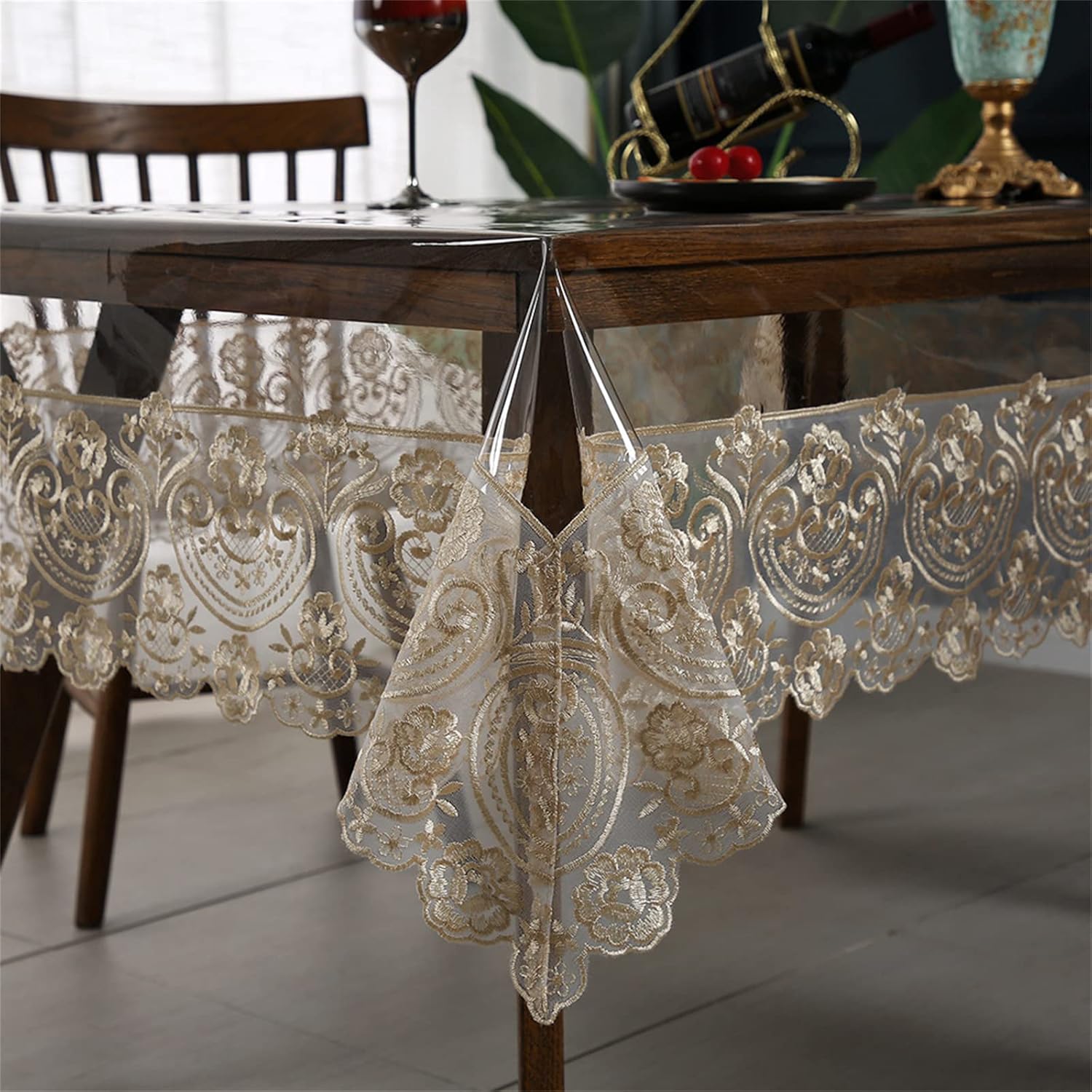 Dimatic Clear Plastic Waterproof Tablecloth for Dining Tables