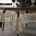 Clear Plastic Waterproof Tablecloth with Lace Macrame - 60 x 98 in