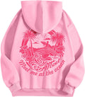Pink Puff Hoodies for Teen Girls Oversized Cute Preppy Sweatshirt