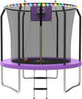 Outdoor Trampoline with Basketball Hoop and LED Lights Fun