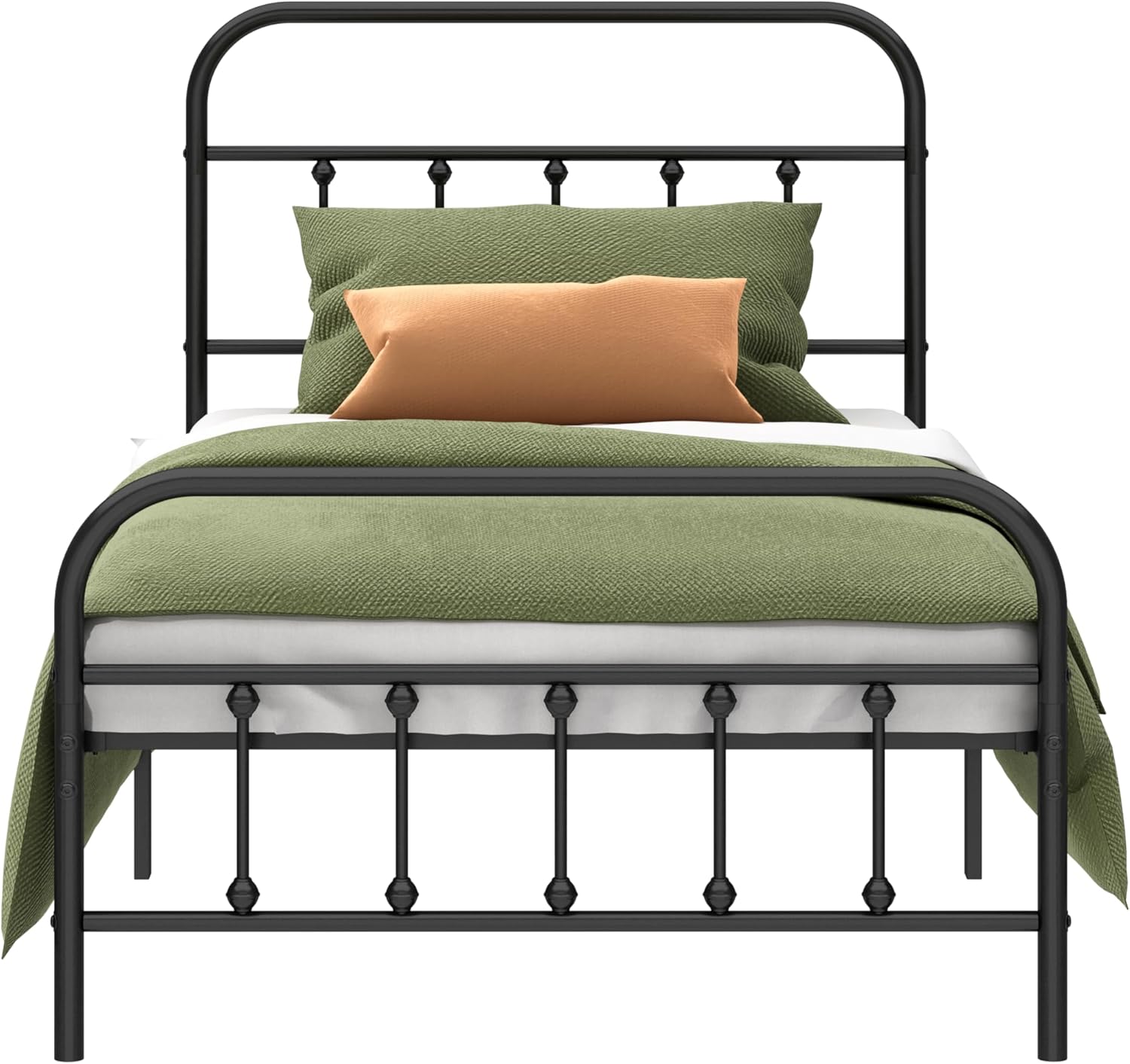 Sturdy Metal Bed Frame with Heavy Duty Steel Slats for Twin