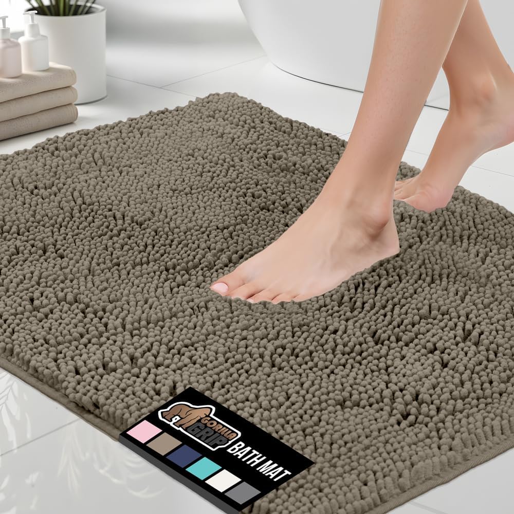 GORILLA GRIP Bath Rug Mat 60x24, Soft Absorbent Chenille Mat