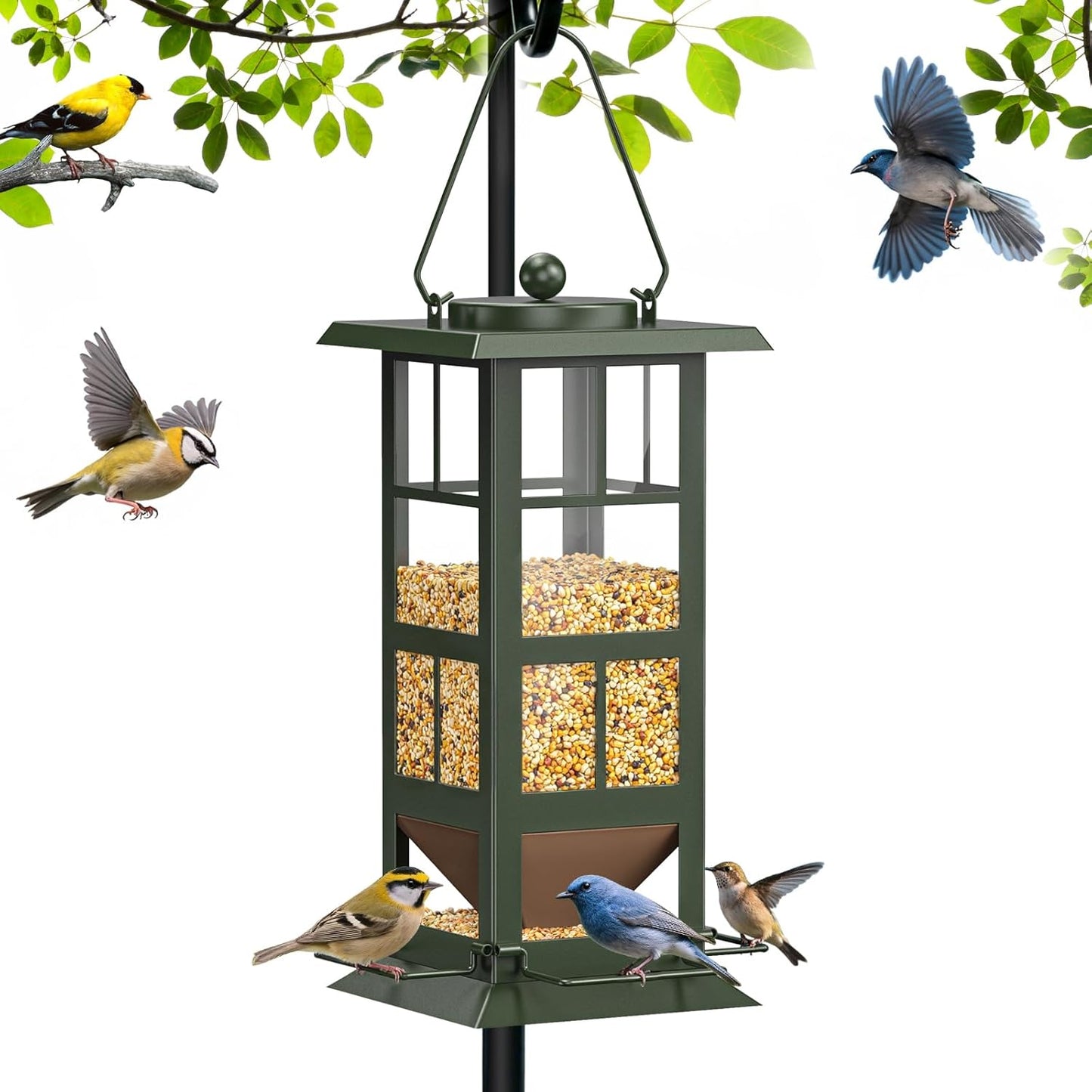 Wildpark Small Metal Hanging Bird Feeders for Outdoors Use