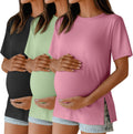 Women's Maternity T Shirts 3 Pack - Comfortable Side Split Pregnancy