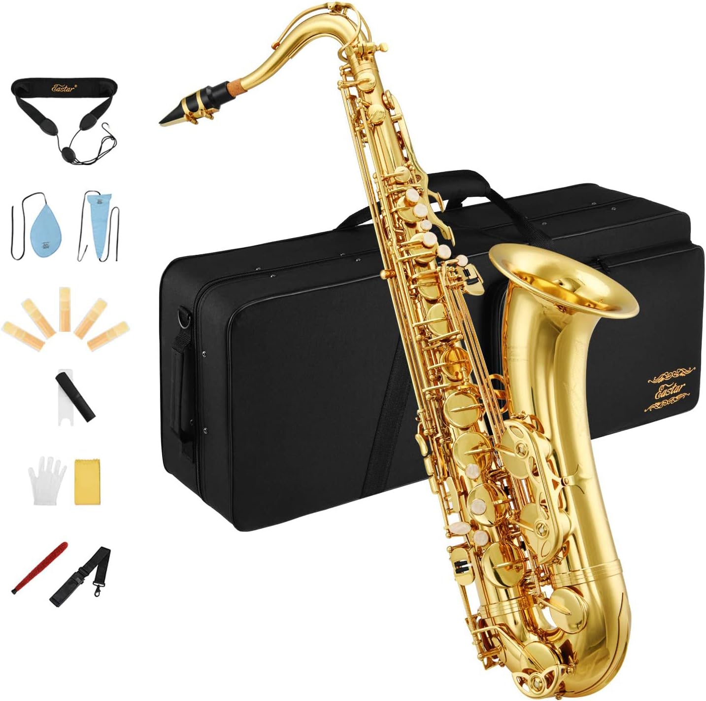 Eastar Tenor Saxophone B Flat Golden Lacquer Beginner Kit