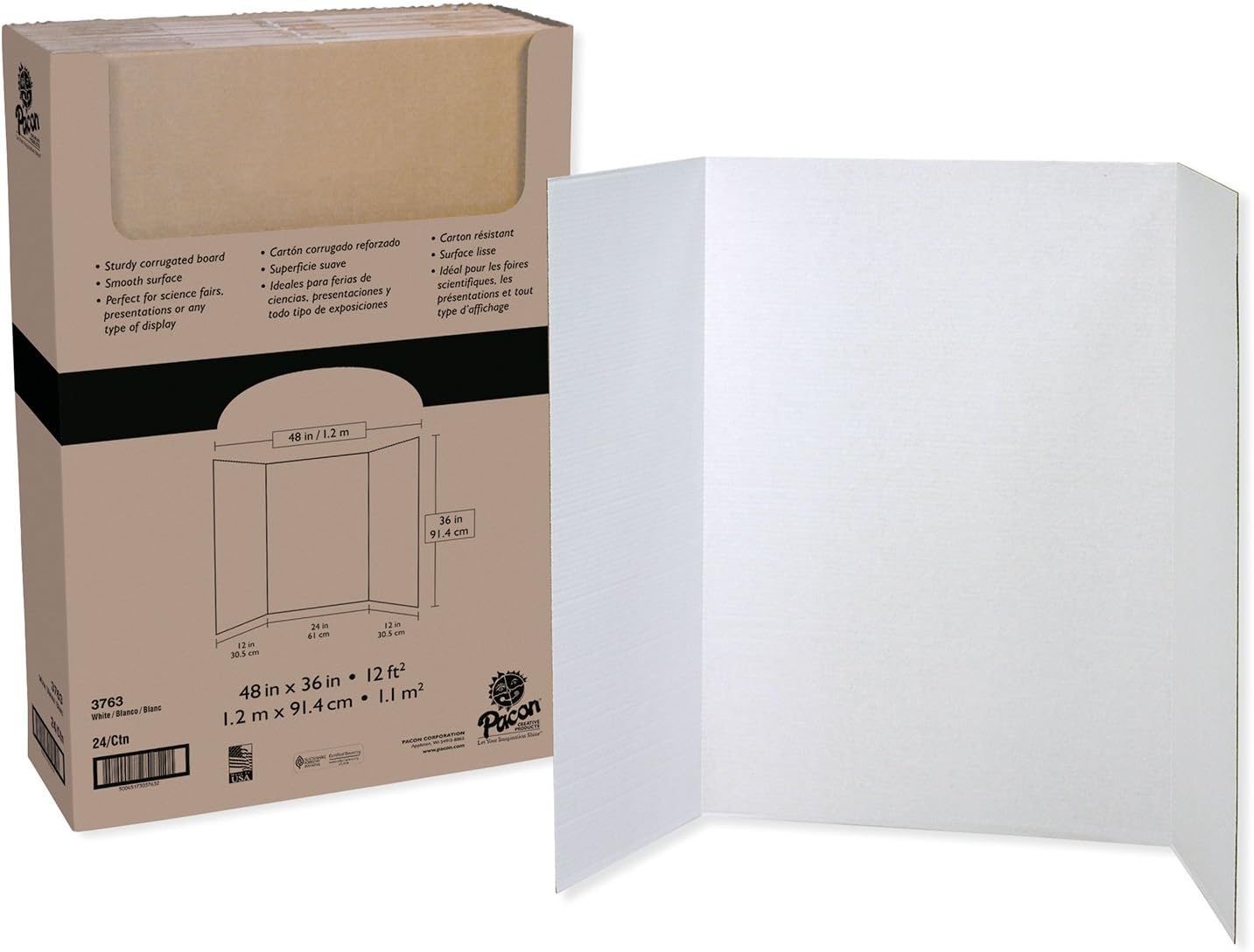 Pacon 80% Recycled Tri-Fold Presentation Boards for Projects
